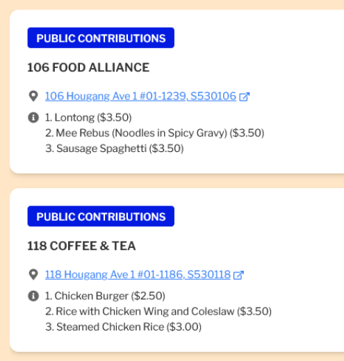 “Public Contributions” label will be added to help visitors identify user-submitted budget meals