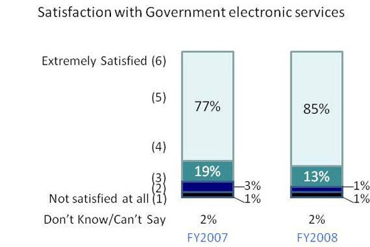Graph depicting level of satisfaction of businesses with government digital services - 2009