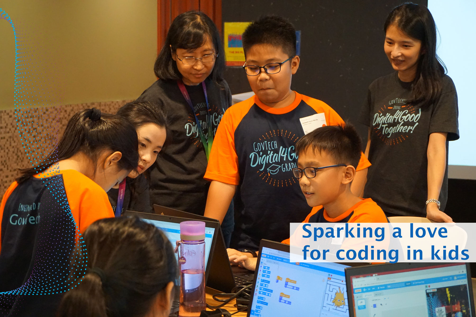 Teaching Scratch coding to kids by GovTech volunteers in a Smart Nation